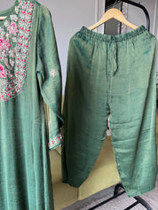 Shifa Handwork Dress- Green