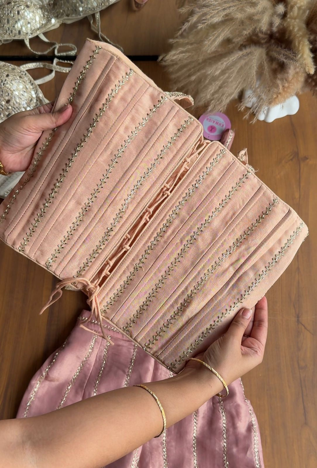 Dazzle Corset Top With Bell Bottoms Pants Full Handwork (Make to Order)