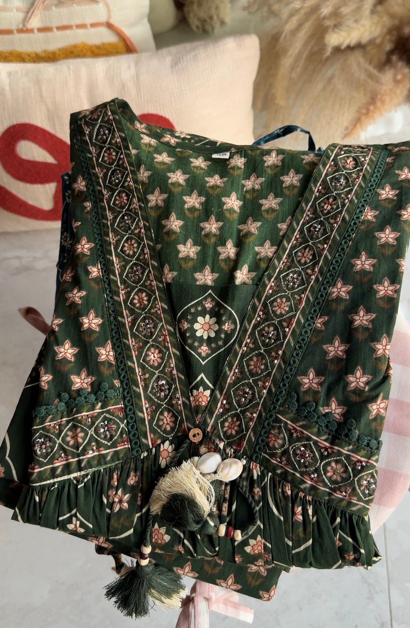 Niyati Cotton Anarkali Dress- Green