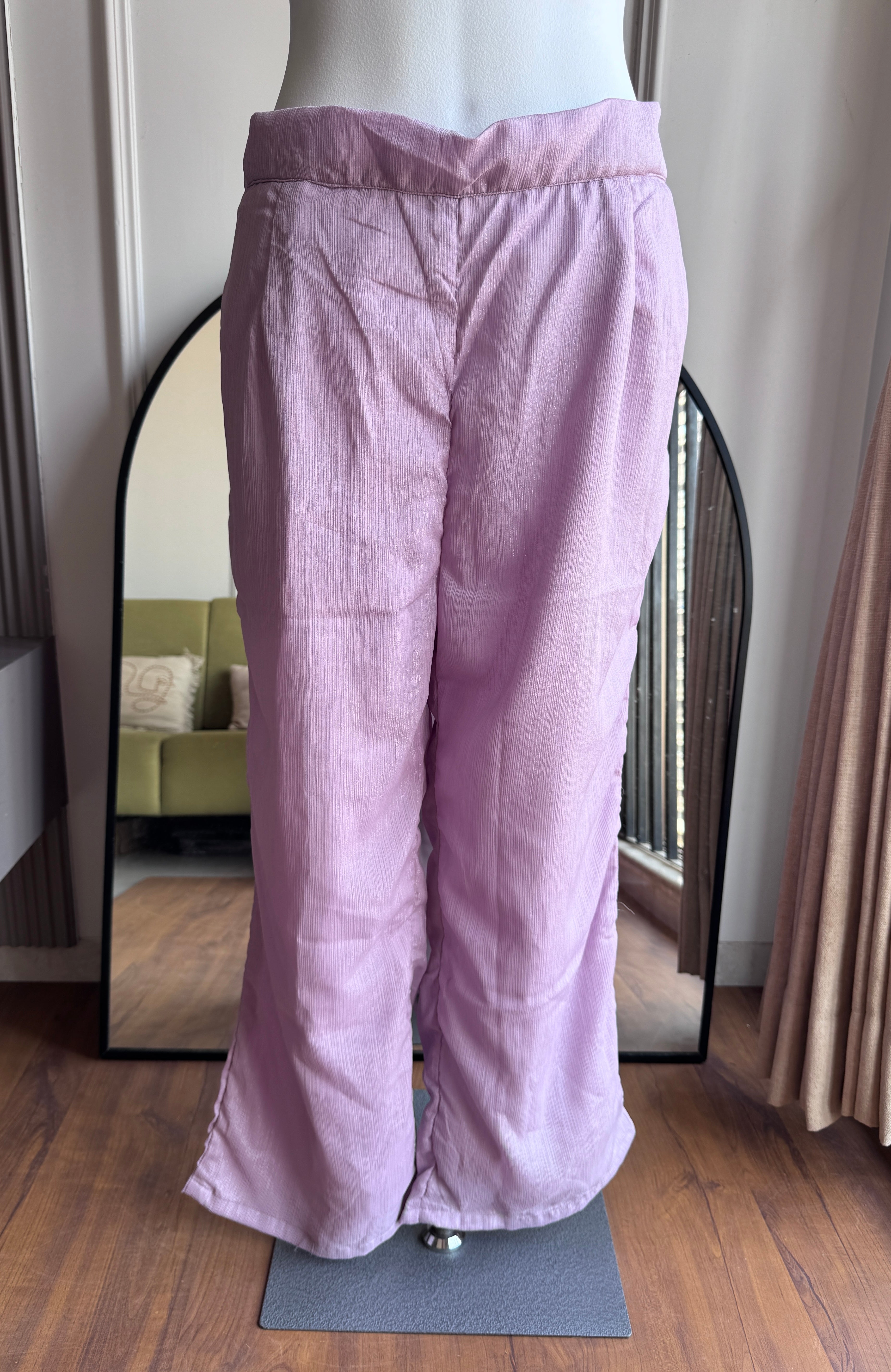Siyu Tissue Short Kurta With Pant Dress- Lavender