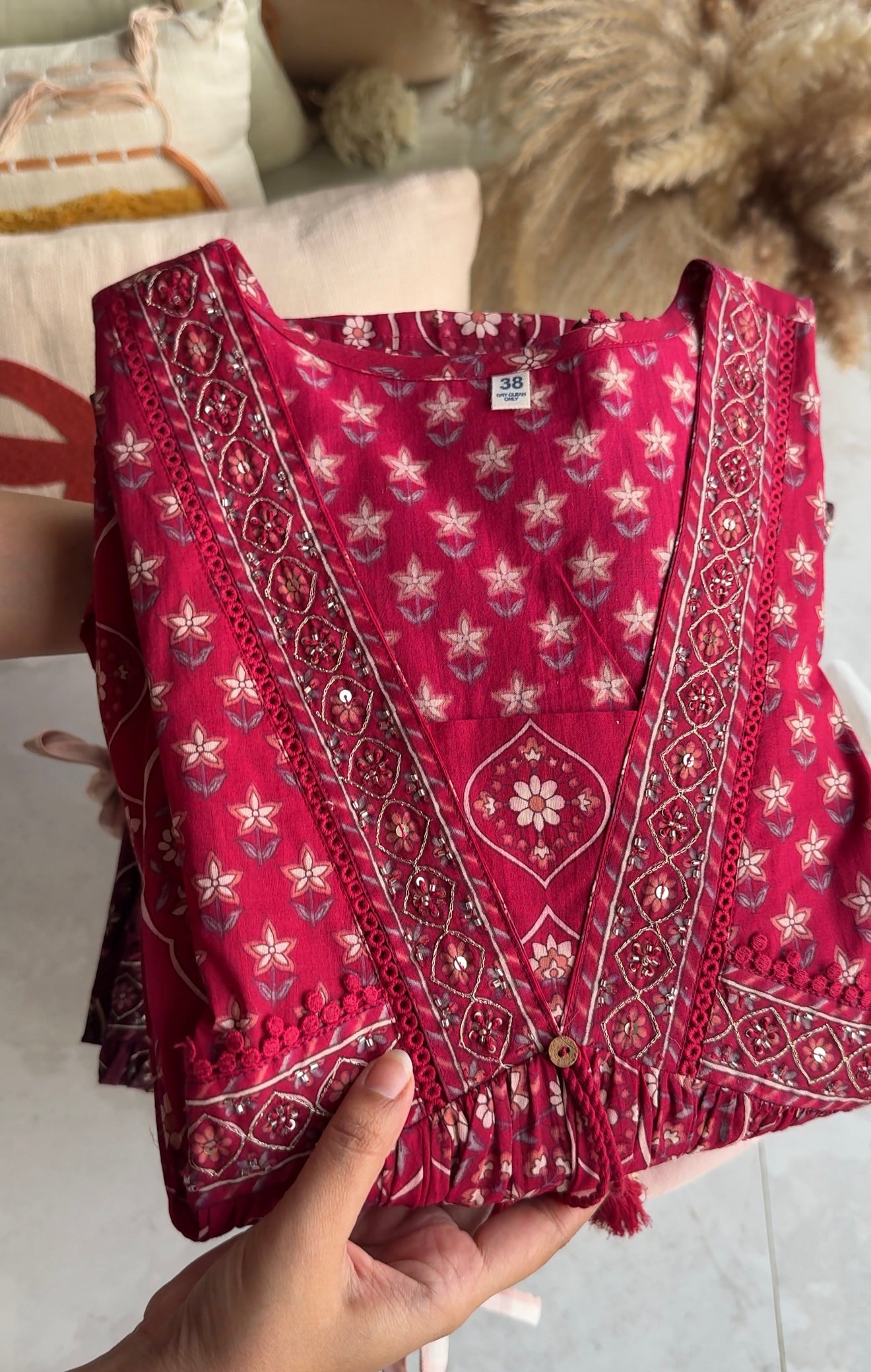 Niyati Cotton Anarkali Dress-Pink