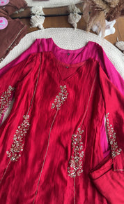 Shruti Handwork Mul Chanderi Dress - Red pre order 15 days