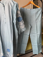 Lili Embroided Work Dress- Sky Blue