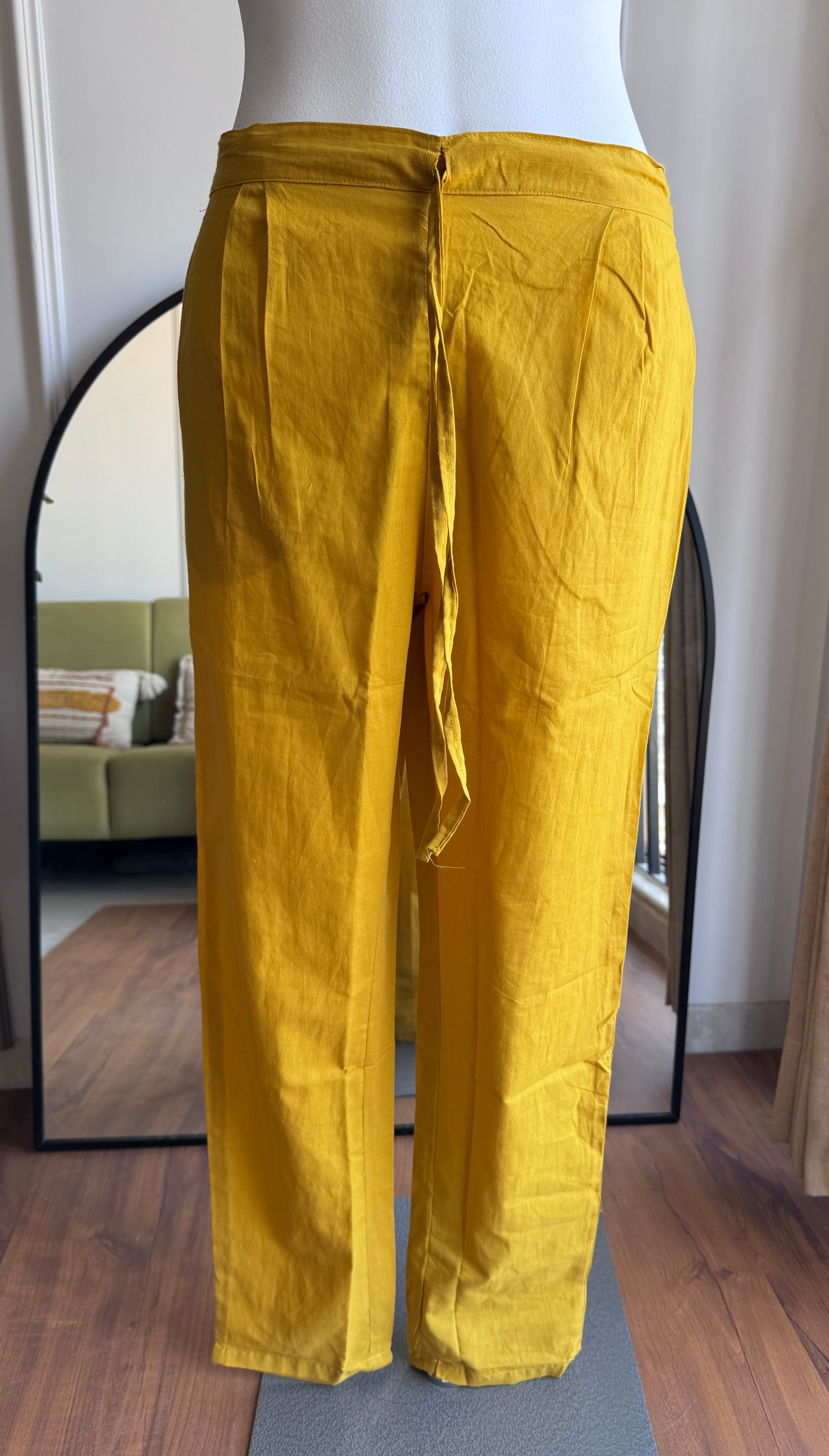 Pavithra  Polka Dot Cotton Dress-Yellow