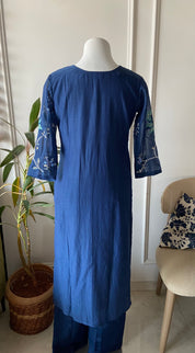 Taniya v neck gotta patti dress- Blue