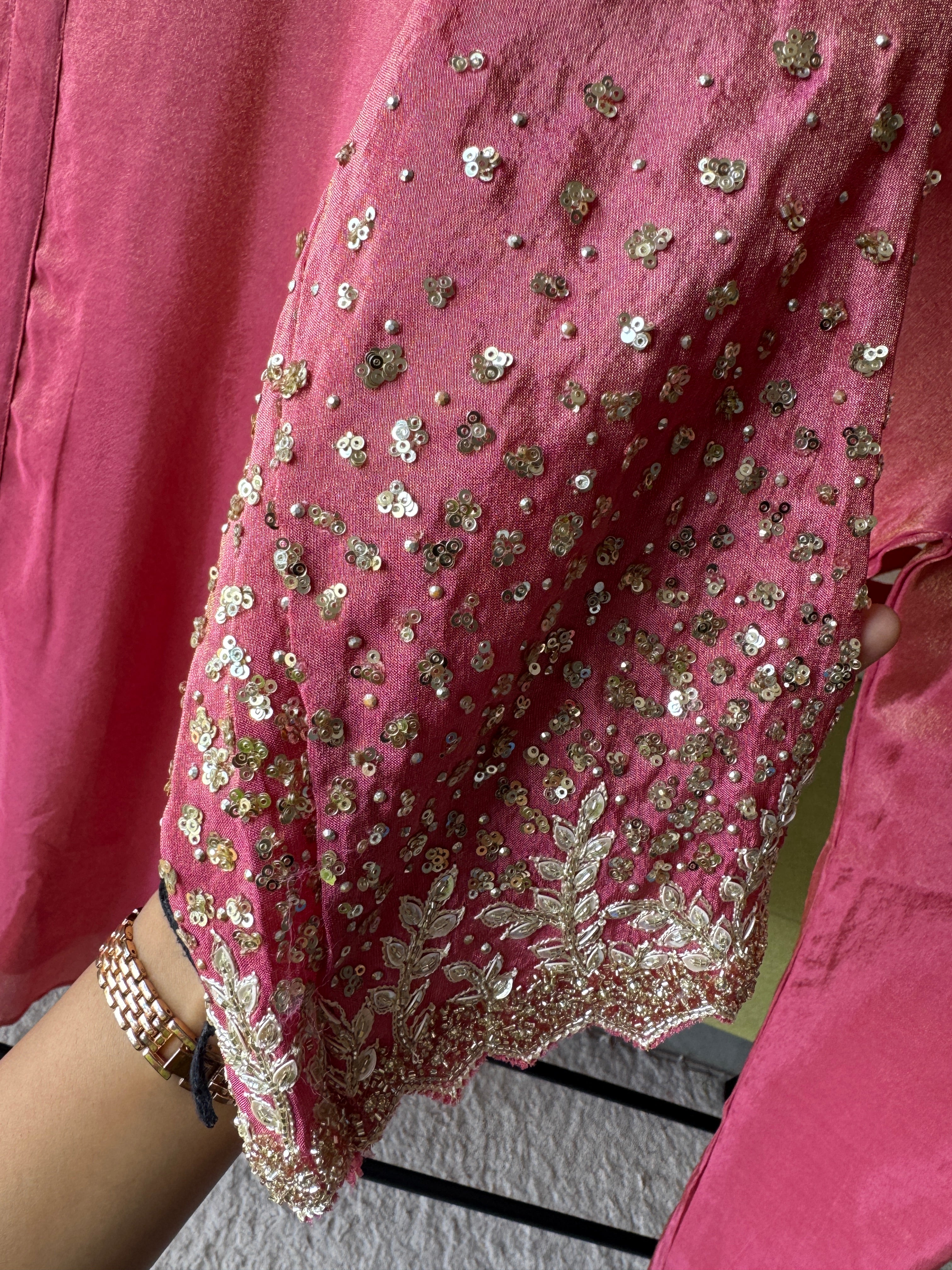 Kalpna Sequin Work Tissue Aline Kurta And Plazzo Set