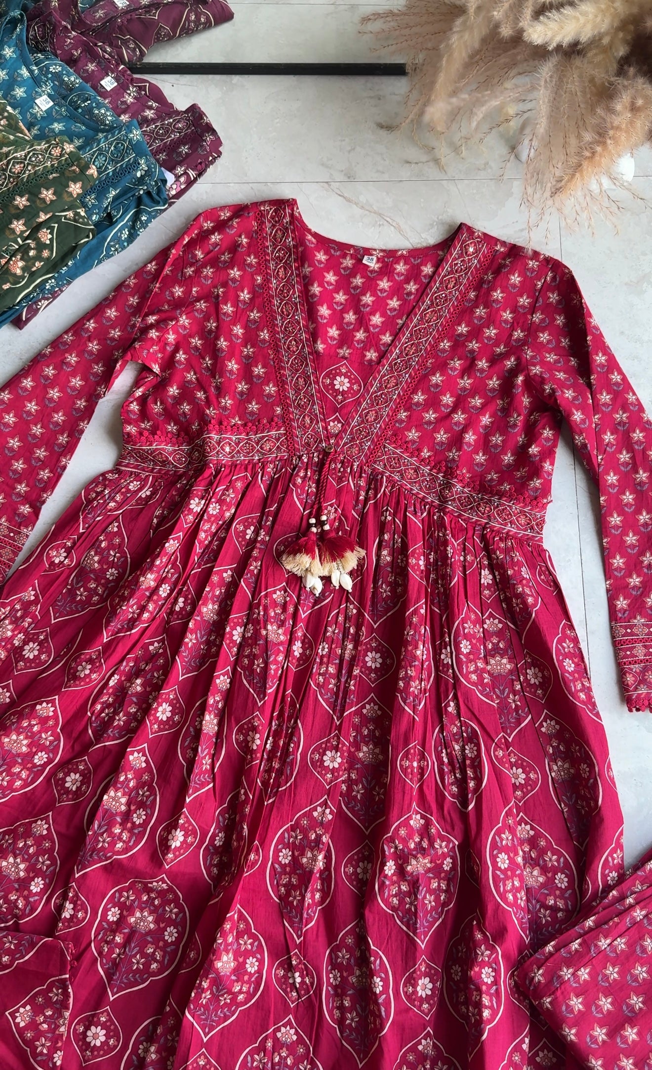 Niyati Cotton Anarkali Dress-Pink