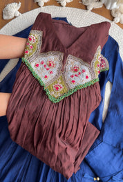 Saloni Hand Work Tassel Mul Chanderi Dress- Brown 🤎