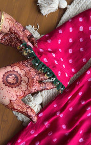 Chavi Bandhani Coords- Green with Pink