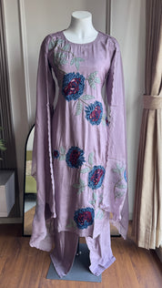 Hema Embroided  Cut Work Dress- Lavender