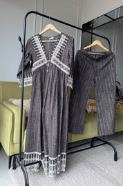 Swara Alia Neck Anarkali Dress -Grey