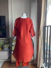 Tejaswini Box Neck Dress - Rust