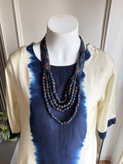 Pratibha A line short kurti with dhoti- white with indigo