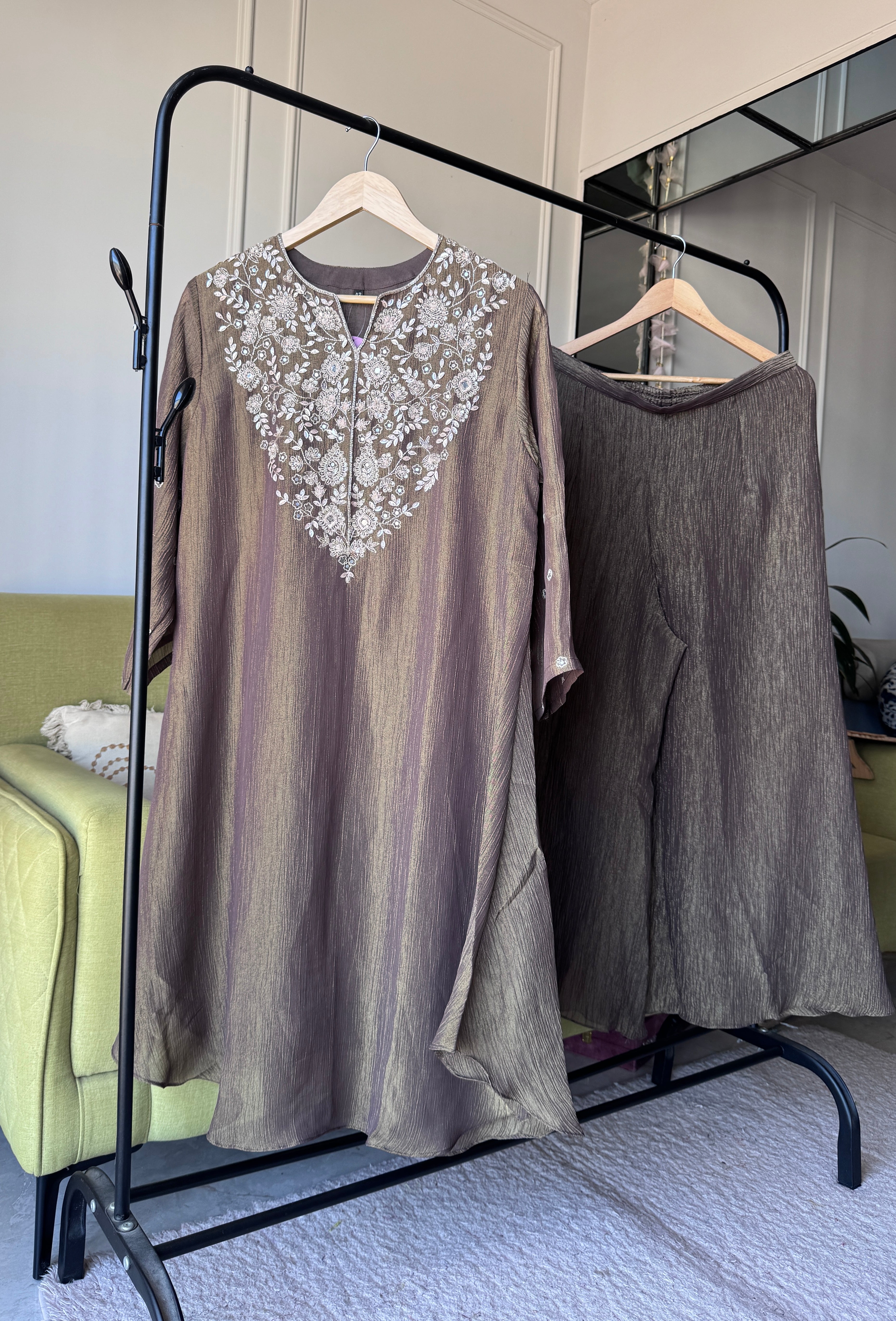 Shakti Handwork Dress- Brown