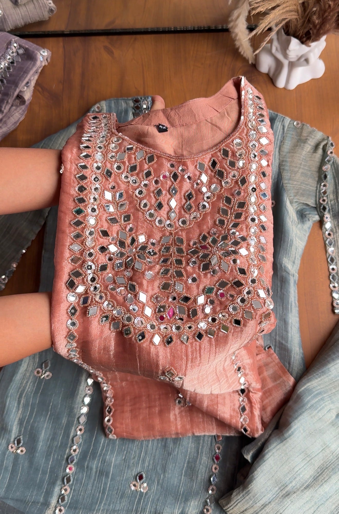 Jasmine Mirror Work Short Kurta Dress-