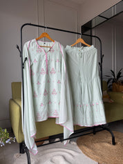 Glossy Embroided Set With Plazzo