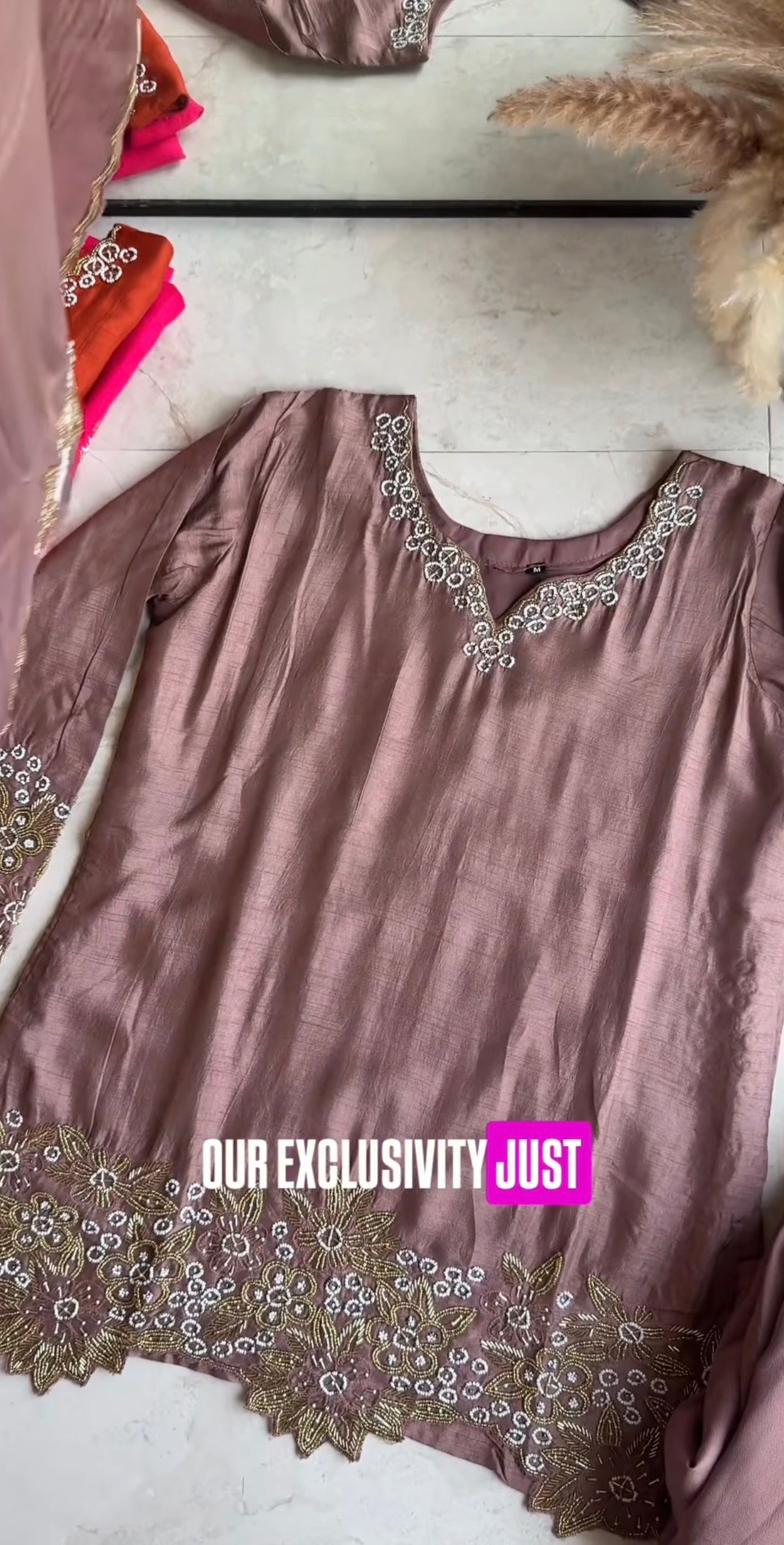 Tanisha Short Kurta Handwork Plazzo - Lavender