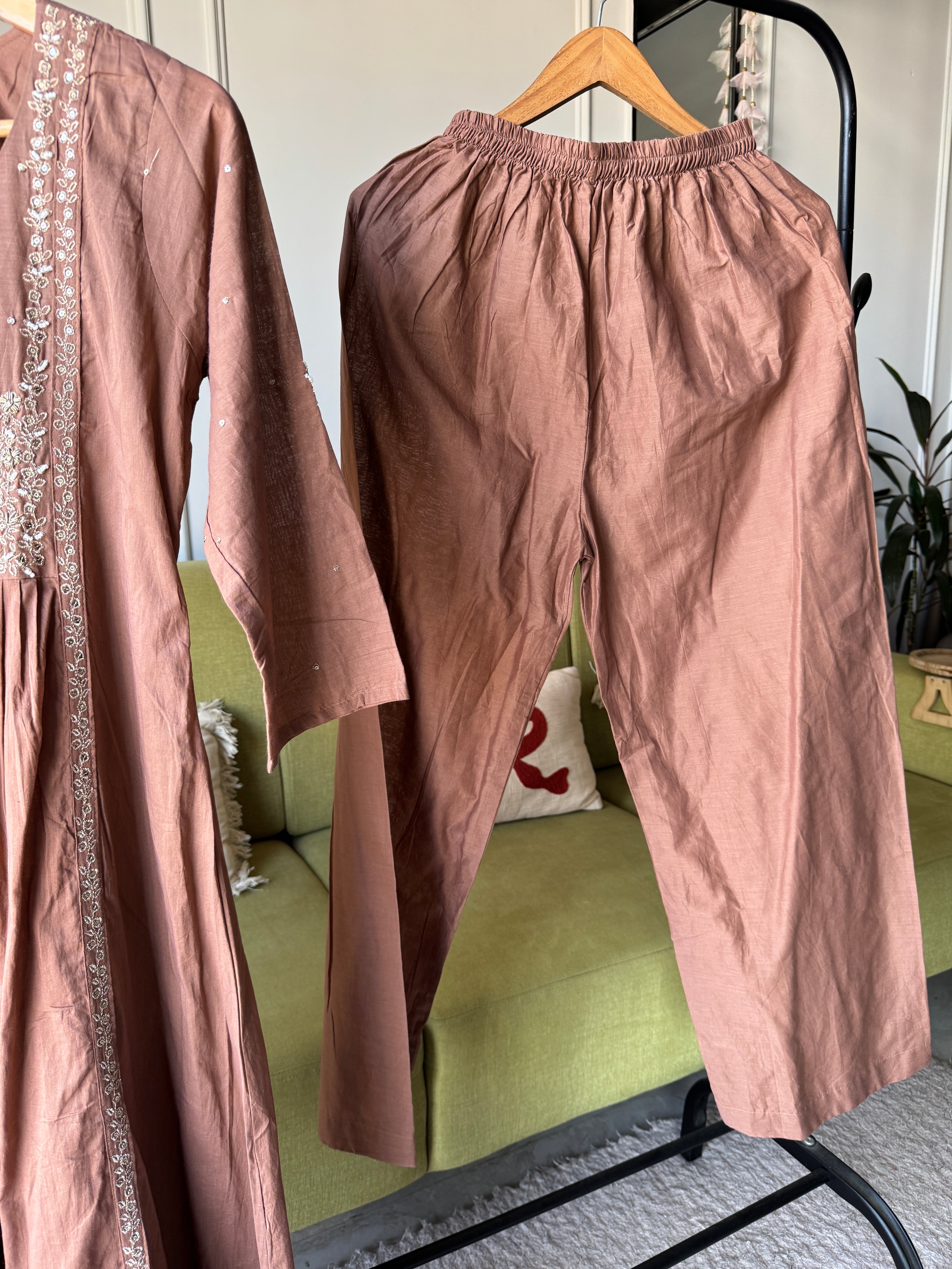 Shubhangi Handwork Dress- Chocolate Brown