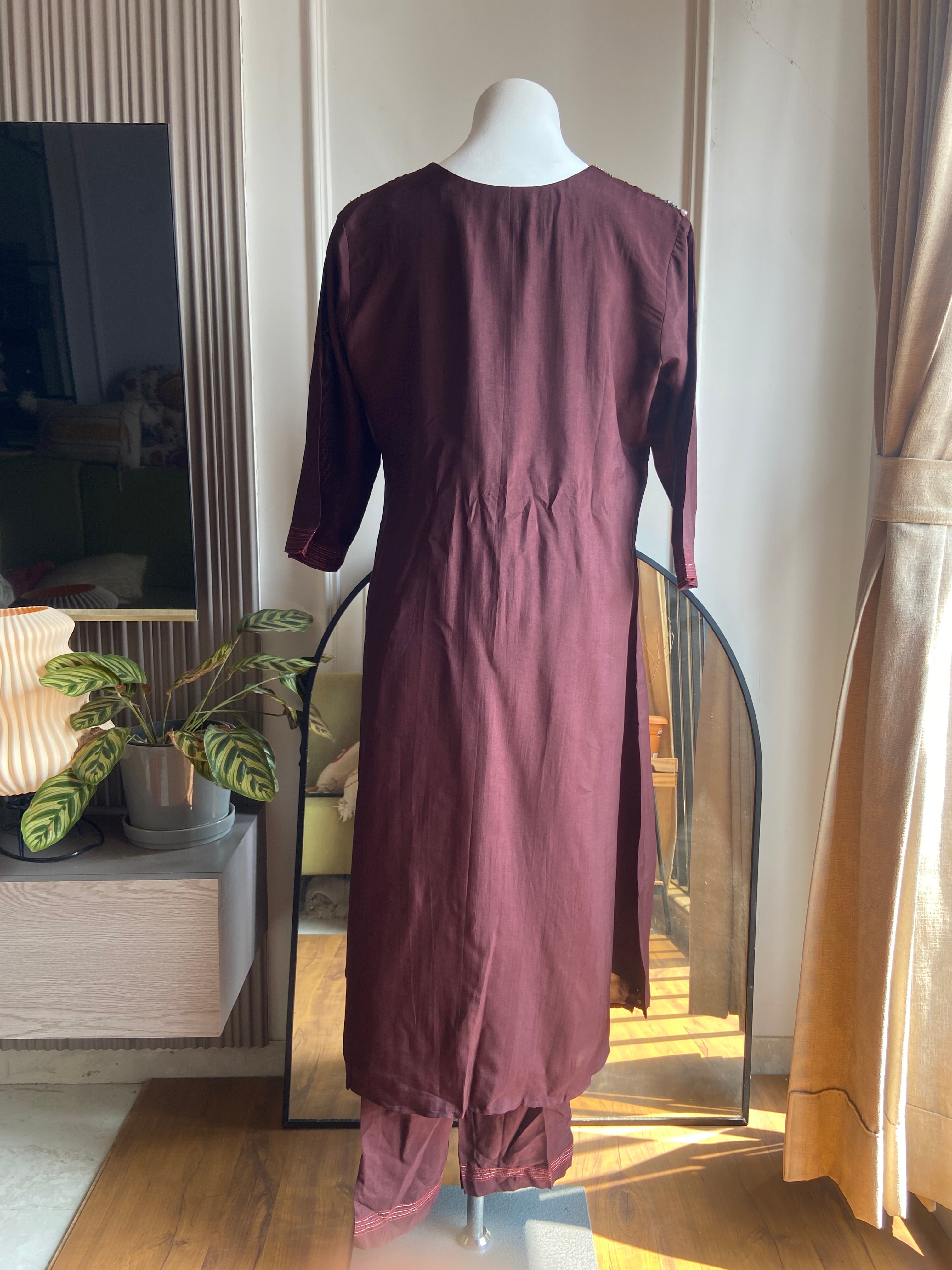 Niti Handwork Dress-Brown