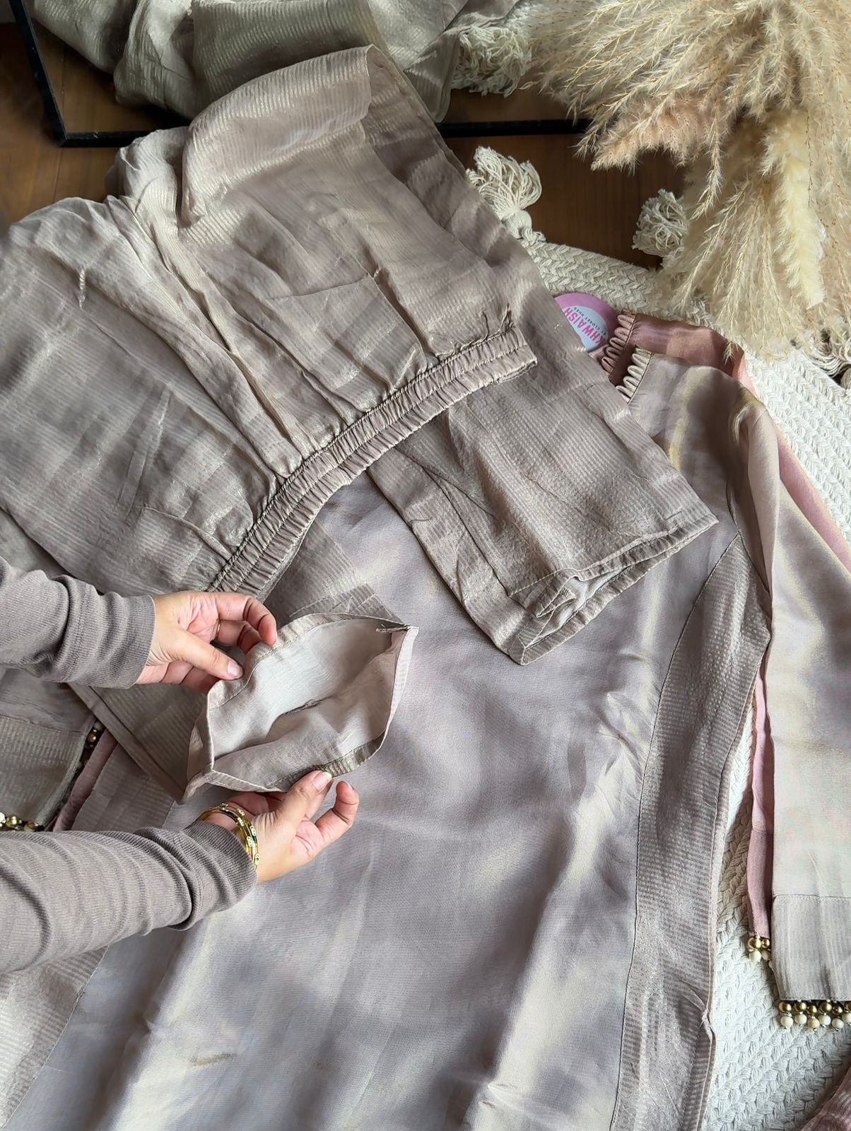 Vedika Tissue Organza Dress- Grey