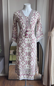 Gauri  Cotton Print Dress- Purple