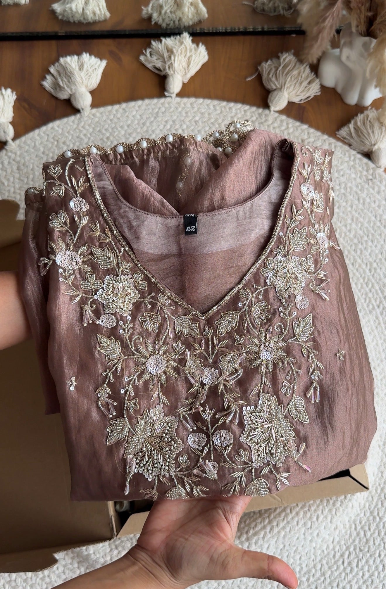 Kirthana Handwork Kaftan- Brown