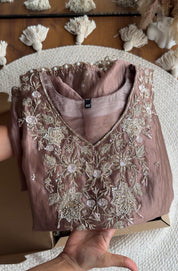 Kirthana Handwork Kaftan- Brown