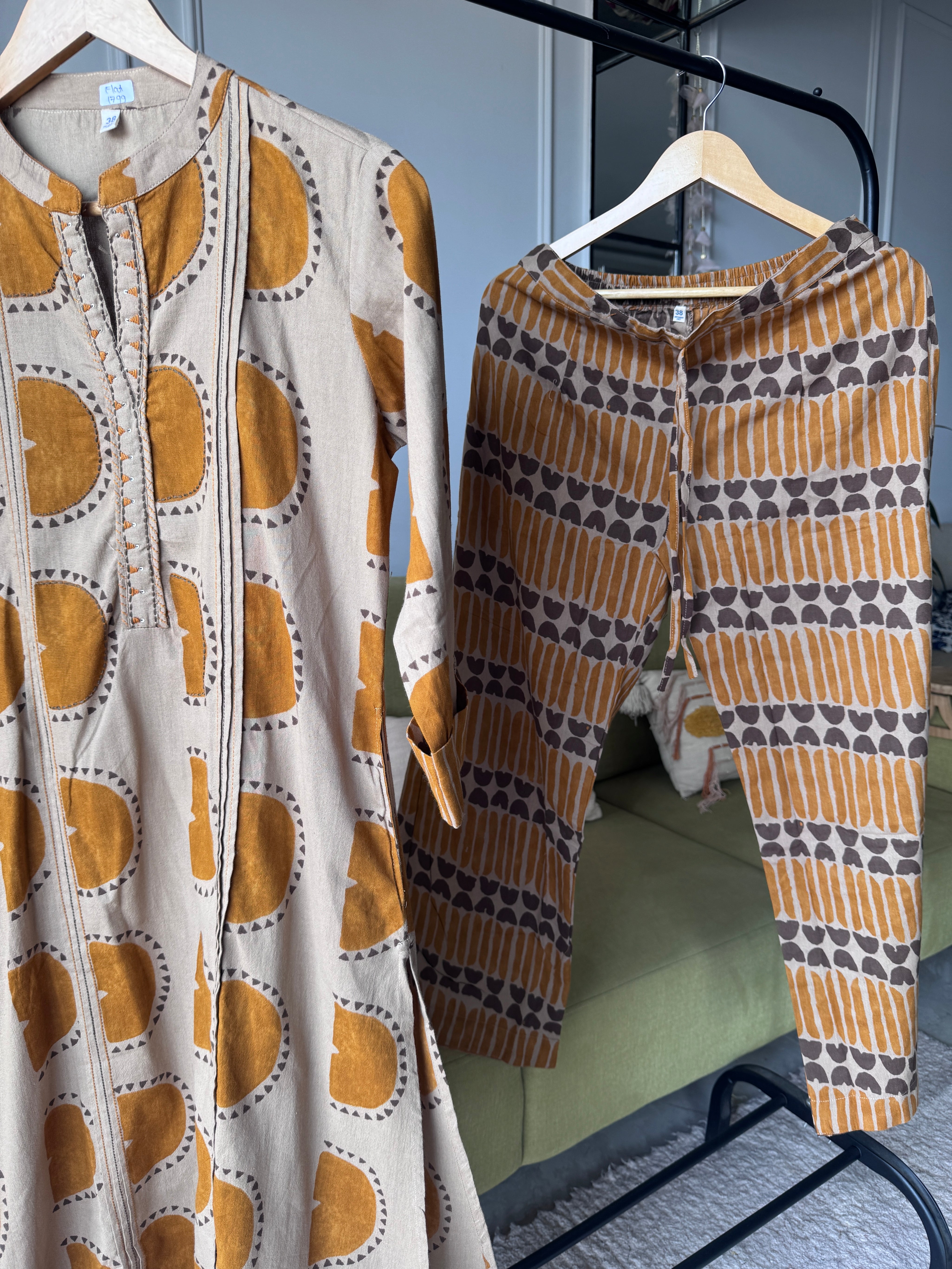 Vrushti Flex Cotton Pocket Coords- Yellow/ Beige