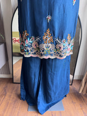 Aavya Embroided Plazzo Dress- Blue