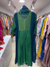 Yukti Handwork Mul Chanderi Dress - Green