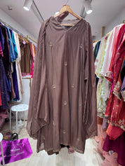 Sravya Handwork Mul Chanderi Dress- Brown