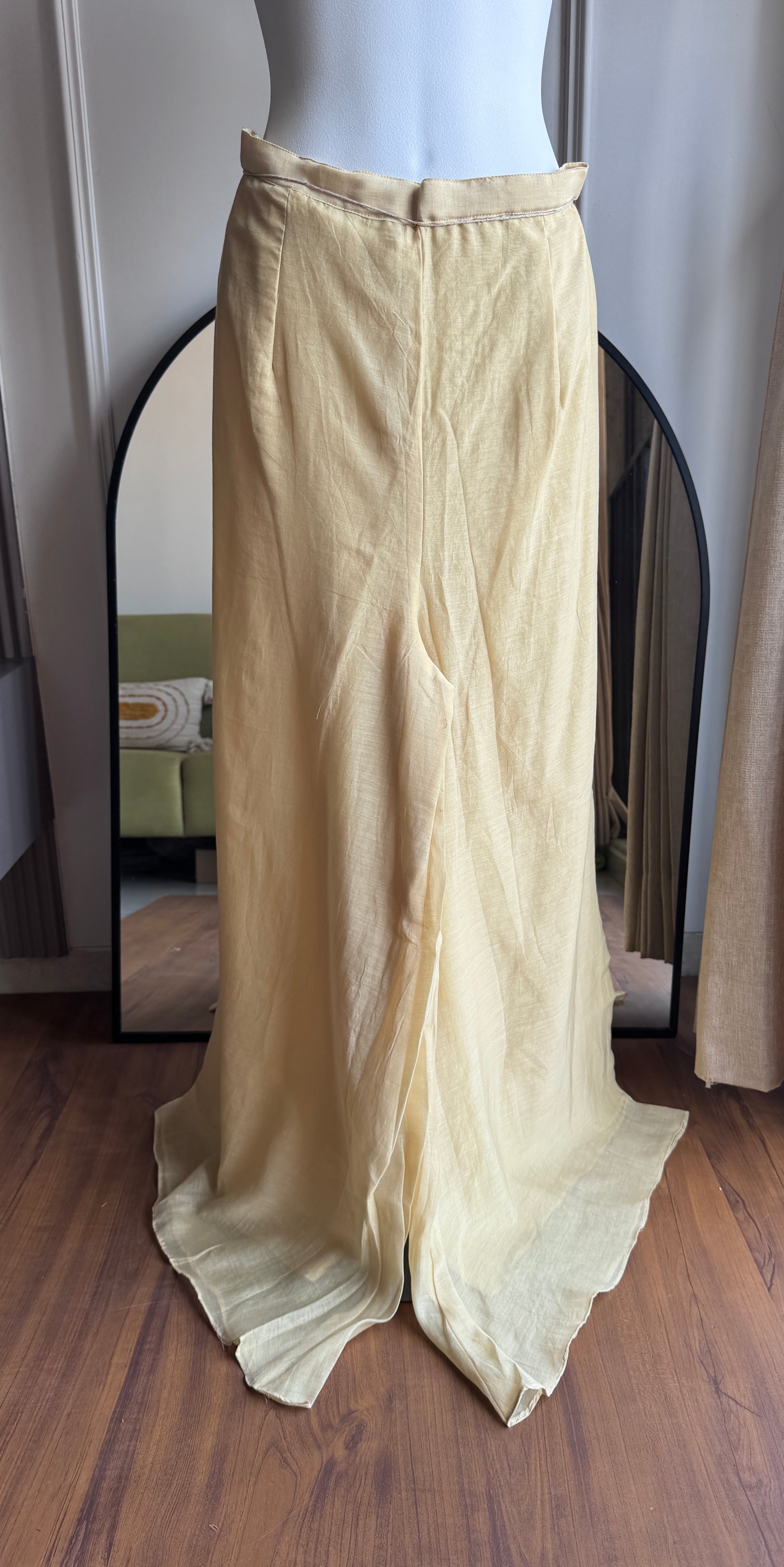 Soniya Handwork Mul Chanderi Set-Dusty Yellow (Make to Order)