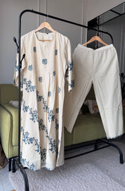 Sirsha Floral Print Cotton Dress-White