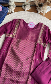 Suri Handwork Mul Chanderi Dress-Wine