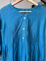 Shreya Sleeves Handwork Mul Chanderi Dress- Blue