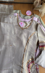 Rashi Handwork Tissue Dress- Silver