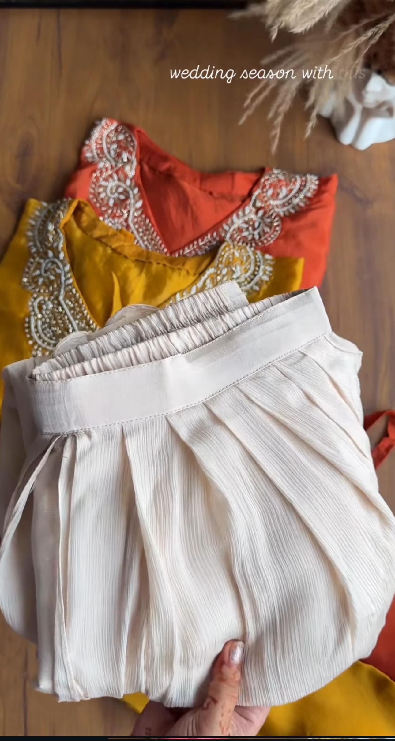 Karishma High Low Top With Padded Blouse And Tulip Pants