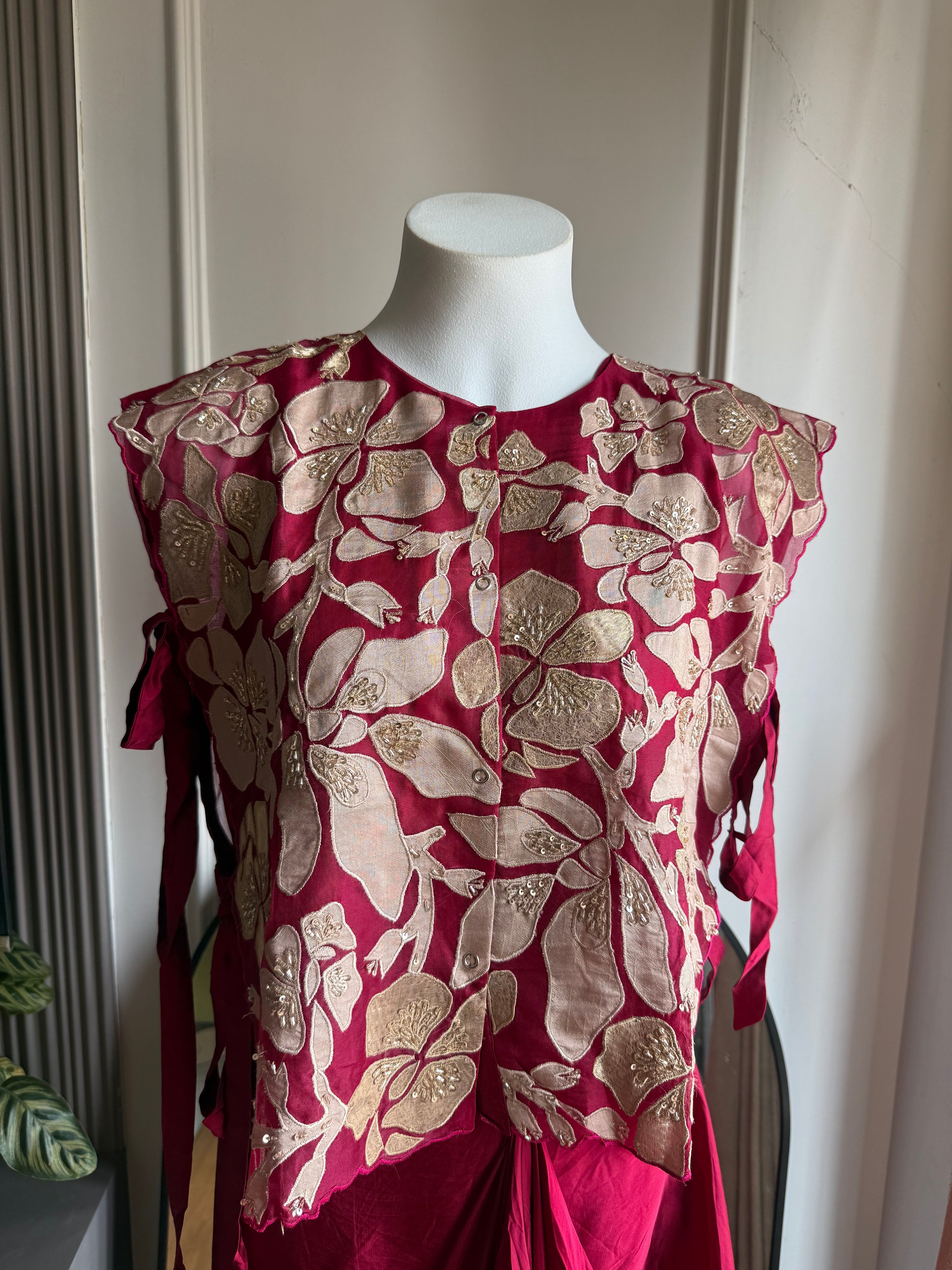 Sonali  (cowl skirt patch work)- Hot Red