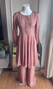 Rupali Handwork Plazzo Dress- Peach (Make to Order)