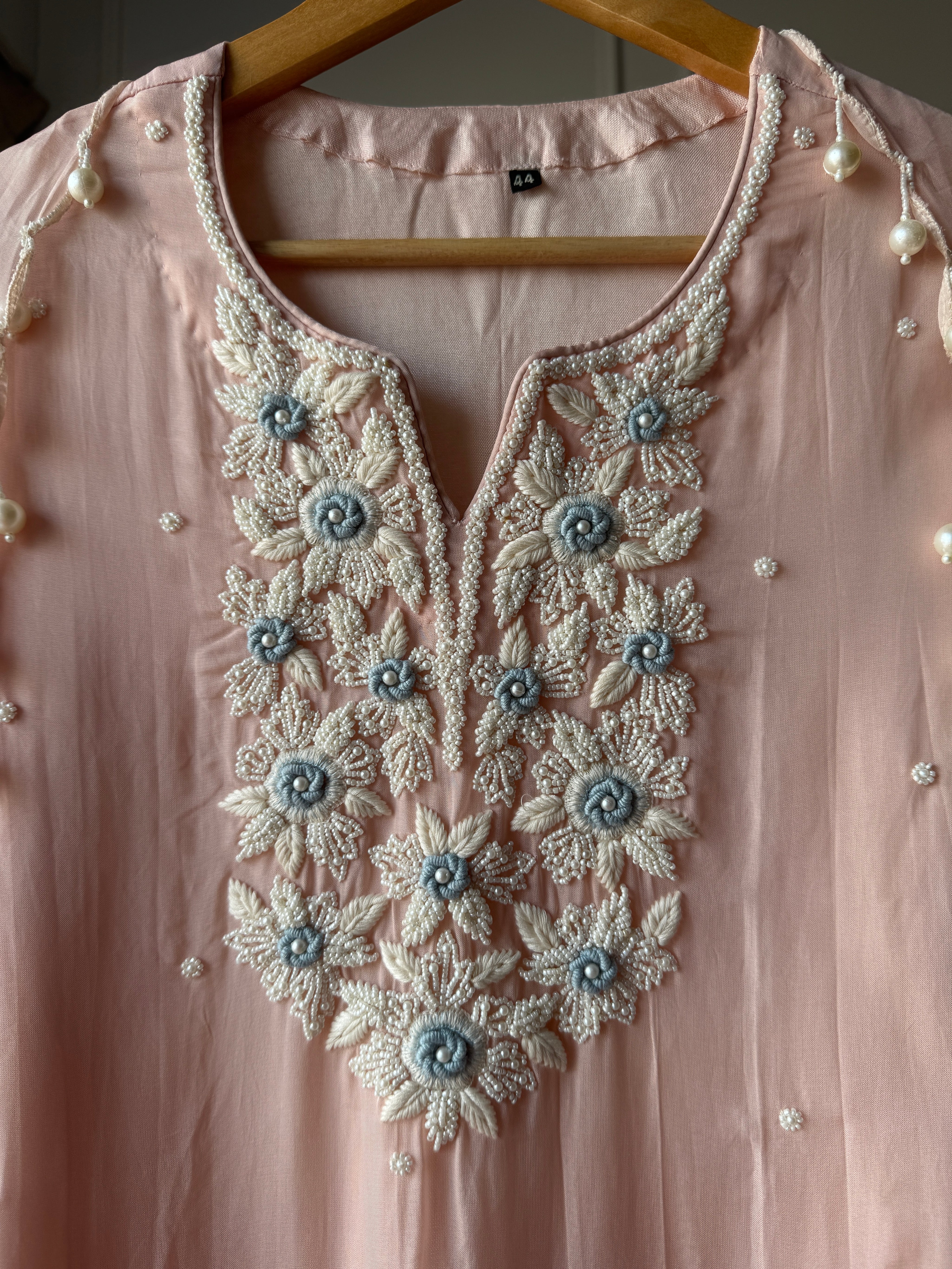 Kashish dangling pearl detailing dress with tulip pants