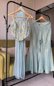 Pushti Corset Style Top With Bell Bottom Plazzo And Dupatta (Make to Order)