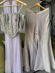 Pushti Corset Style Top With Bell Bottom Plazzo And Dupatta (Make to Order)