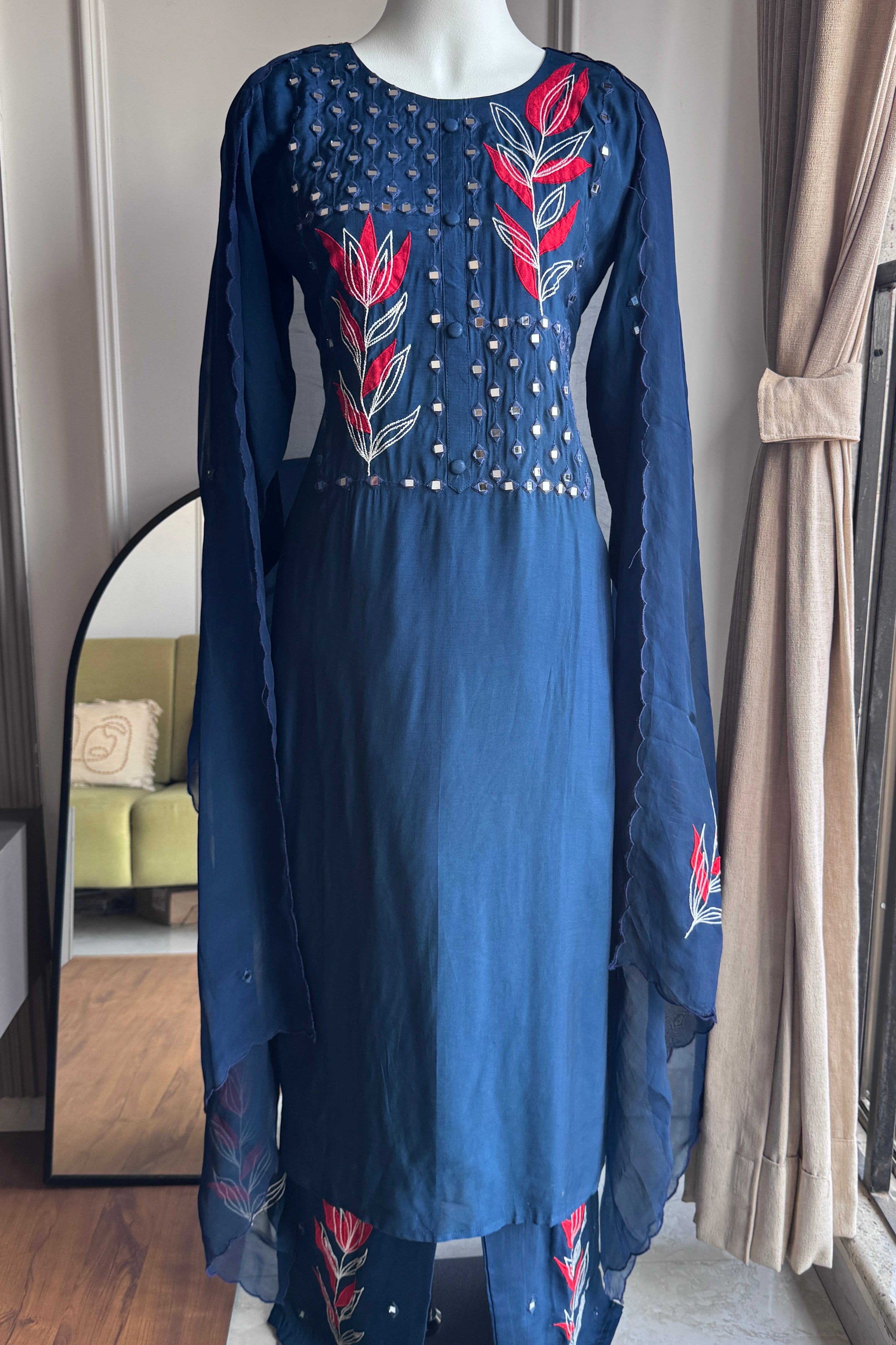 hand embroidery dress design with mirror work Okhai 'Riverside' Pure Cotton Hand Embroidered Mirror Work Dress Okhaistore