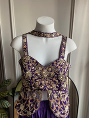 Menka crop top coord set with skirt (purple)