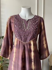 Riya  short kurti farshi salvar with pant-  burnt purple