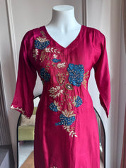 Kanak Multi Colour Handwork Dress- Maroon