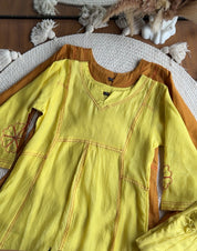 Samiksha Mul Chanderi Dress- Lemon Yellow