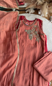 Siona Short Kurta Hand Work Dress With Sleeve Option- Orange