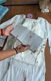 Suri Floral Farshi Pants With Floral Short Kurta And Dupatta Dress-White