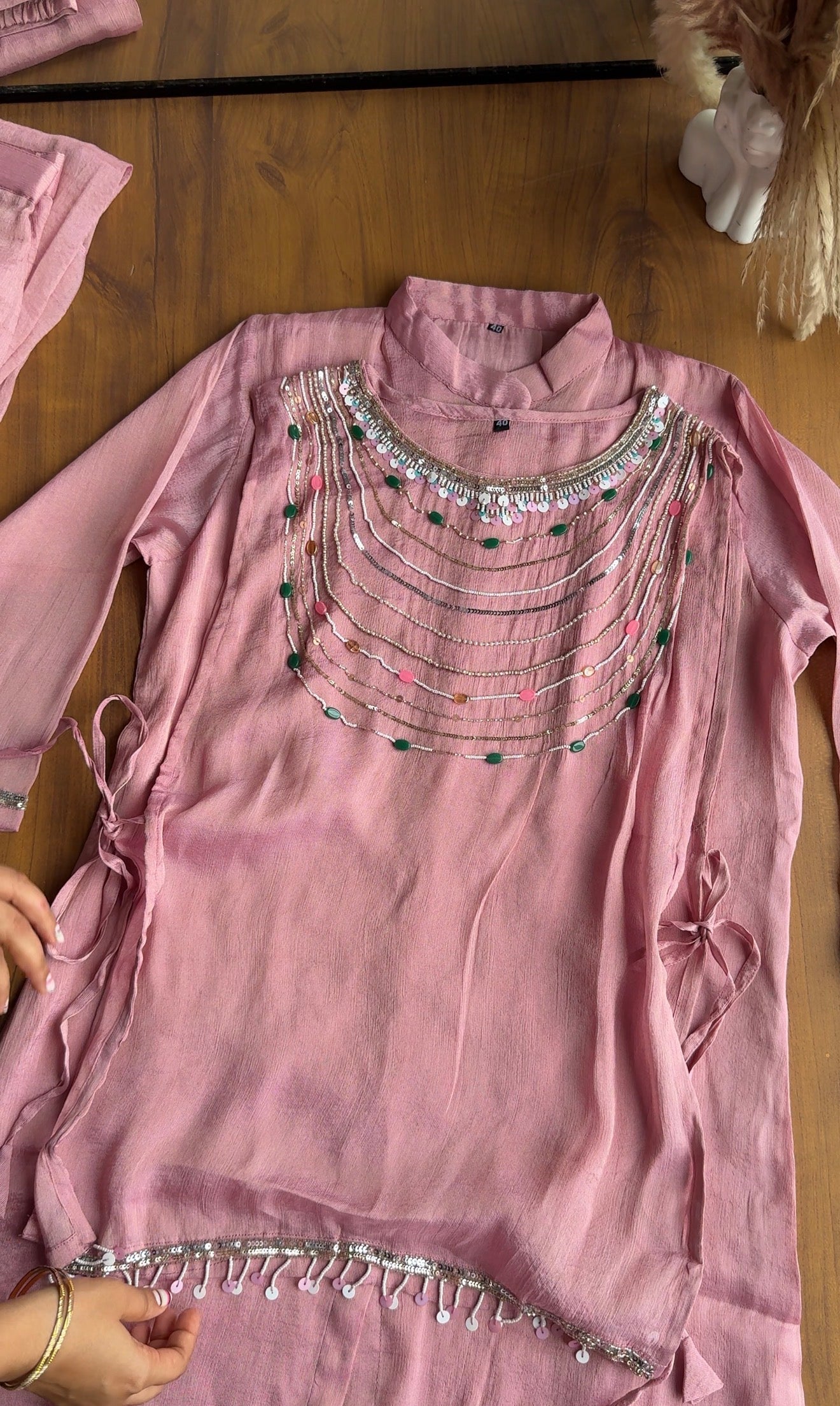 Ishika Three Piece Coords - Baby Pink